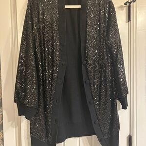Full Sequin Black Cardigan